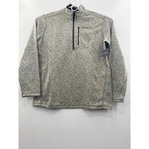 Eddie Bauer Men Quarter Zip Long Sleeves Pullover Gray Sweater Size XL